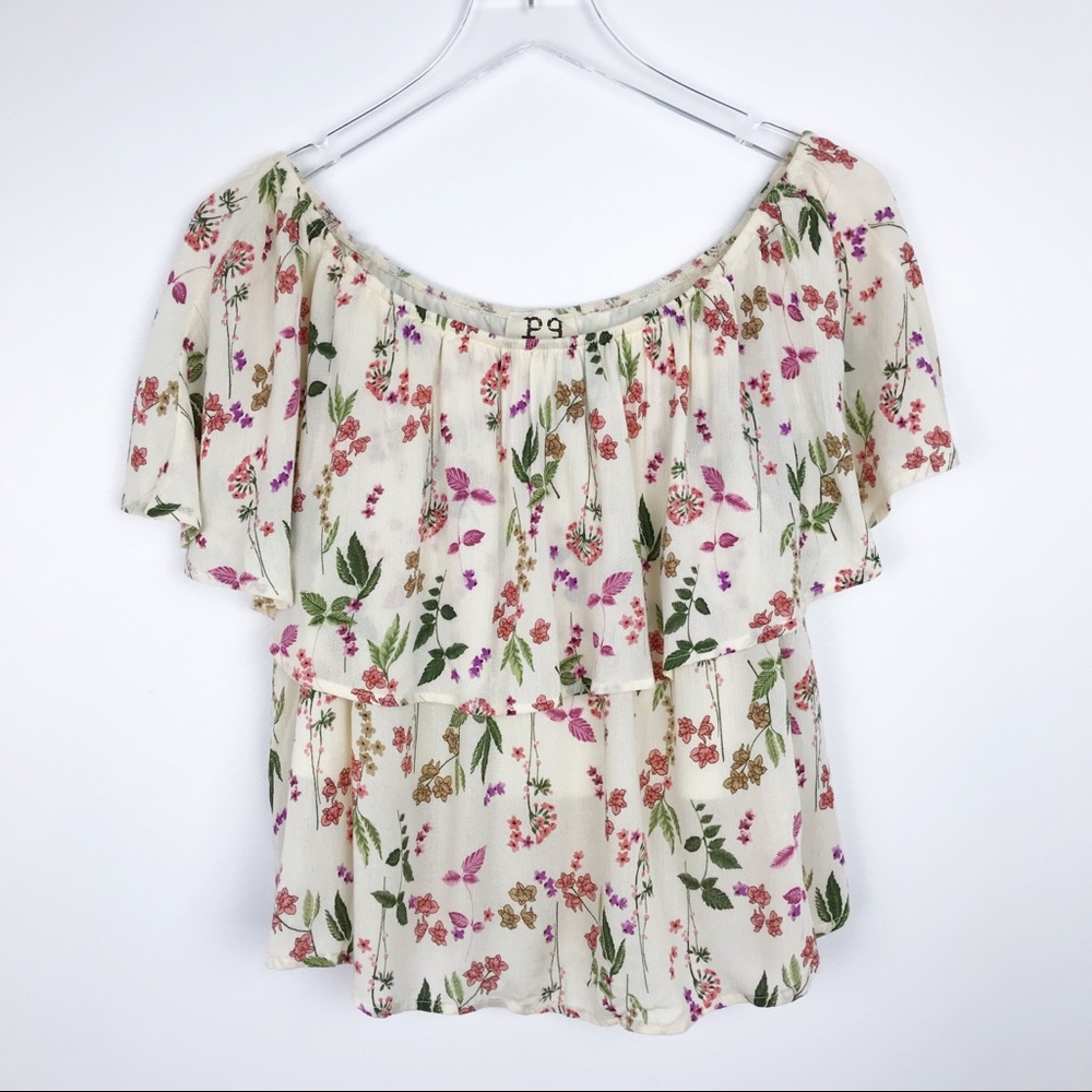 PPLA Razz Off the Shoulder Floral Top